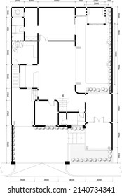 house plan with black lines and white background