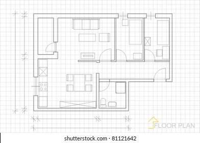 House plan blueprint vector