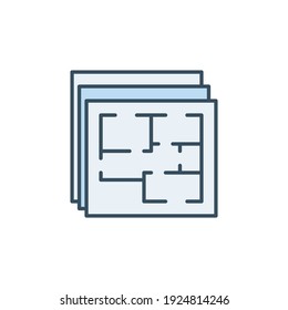 House Plan Blueprints vector concept colored icon or sign