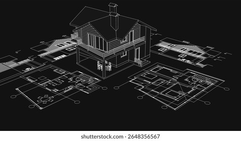  house plan concept 3d illustration