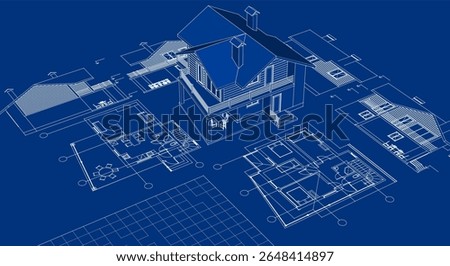  house plan concept 3d illustration