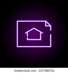 house plan, drawing neon icon. Elements of construction set. Simple icon for websites, web design, mobile app, info graphics