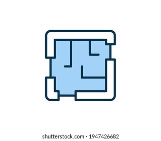 House plan flat icon. Single high quality outline symbol for web design or mobile app.  House thin line signs for design logo, visit card, etc. Outline pictogram EPS10
