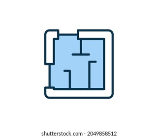 House plan flat icon. Single high quality outline symbol for web design or mobile app.  House thin line signs for design logo, visit card, etc. Outline pictogram EPS10