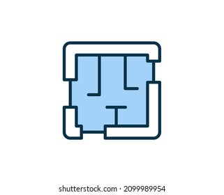 House plan flat icon. Single high quality outline symbol for web design or mobile app.  House thin line signs for design logo, visit card, etc. Outline pictogram EPS10