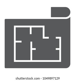 House Plan glyph icon, real estate and home, architectural blueprint sign vector graphics, a solid pattern on a white background, eps 10.