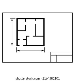 House plan icon, architecture sketch graphic design, home construction project vector illustration .