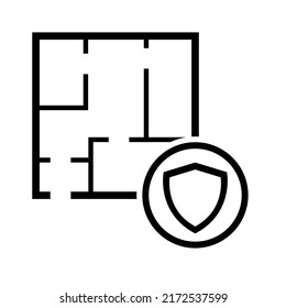 House plan icon, architecture sketch graphic design, home construction project vector illustration .