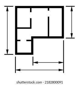 House plan icon, architecture sketch graphic design, home construction project vector illustration .