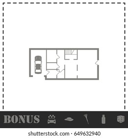 House plan icon flat. Simple vector symbol and bonus icon