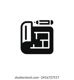 House plan icon isolated on white background. Blueprint icon