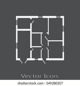 House plan Icon isolated sign symbol and flat style for app, web and digital design. Vector illustration.