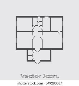 House plan Icon isolated sign symbol and flat style for app, web and digital design. Vector illustration.