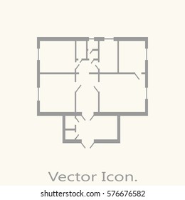 House plan Icon isolated sign symbol and flat style for app, web and digital design. Vector illustration.