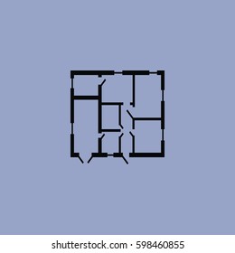 House plan Icon isolated sign symbol and flat style for app, web and digital design. Vector illustration.