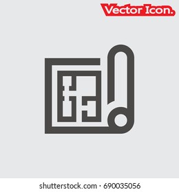 House plan Icon isolated sign symbol and flat style for app, web and digital design. Vector illustration.