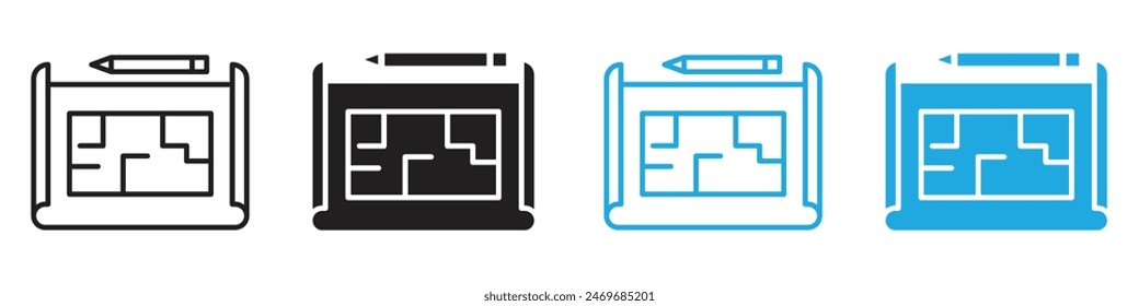 House plan icon line art vector