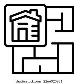 Vector de contorno de icono del plan de la casa. Mujer ingeniera. Persona del constructor