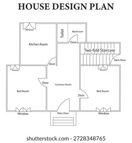 Ícone de plano de casa. Representação de um projeto de habitação. planta de construção, ilustração de casa. Casa privada pequena - plano de vista superior. Um belo plano de casa com o menor custo. Desenhar desenho de linha. 