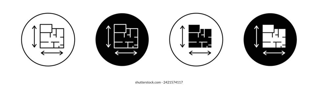 House Plan Icon Set. Floor Design Architect Blueprint Construction Vector Symbol in a black filled and outlined style. Home Layout Sign.