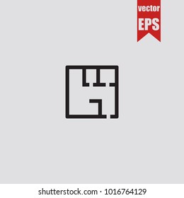 House plan icon in trendy isolated on grey background.Vector illustration.