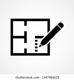 House plan icon in trendy isolated on grey background.Vector illustration.