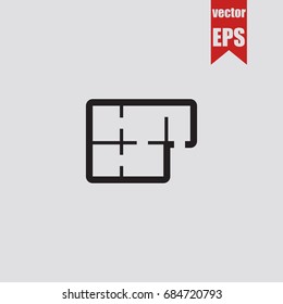 House plan icon in trendy isolated on grey background.Vector illustration.