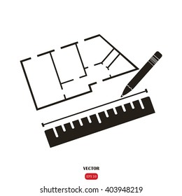 House plan icon vector. Apartment . Architectural project. Building plan 