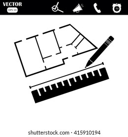 House plan icon vector. Apartment . Architectural project. Building plan 