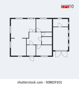 House plan Icon Vector. Floor plan, interior of the apartment, logo design. Black and white vector element. Plan icon. Plan icon vector. House plan icon vector. Apartment plan icon. Plan icon
