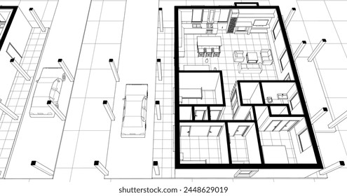  house plan interior 3d rendering