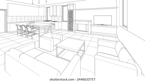  house plan interior 3d rendering