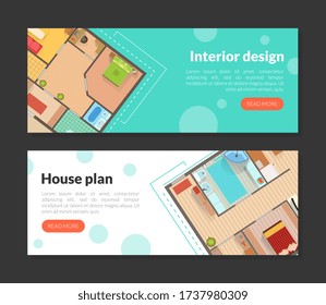 House Plan, Interior Design Landing Page Templates Set, House Renovation, Home Improvement Web Page, Mobile App, Homepage Vector Illustration