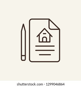 House plan line icon. Document with pen on white background. Vector illustration can be used for topics like buying, investment