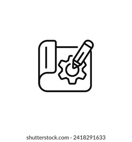 House plan line icon isolated on white background. Blueprint icon