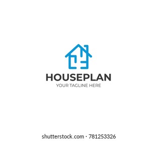 House Plan Logo Template. Floorplan Vector Design. Home Illustration