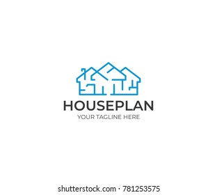 House Plan Logo Template. Floorplan Vector Design. Home Illustration