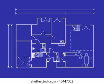 house plan on blue background