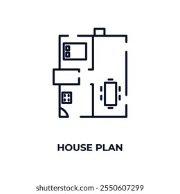 house plan  outline icon. Linear vector from construction concept. Thin line house plan  icon isolated on white background