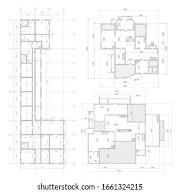 House plan project .Architectural drawing .Industrial construction of houses .Vector , illustration.