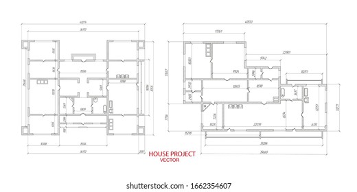 Plano de casa proyecto .Dibujo arquitectónico .Construcción industrial de casas .Vector , ilustración.