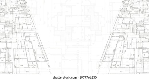 House plan project .Technical drawing background.Engineering design .Vector , illustration.