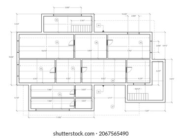 House plan project .Technical drawing background.Engineering design .Vector illustration .