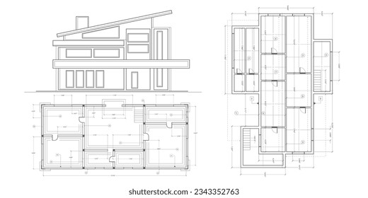 House plan project .Technical drawing background.Engineering design .Vector , illustration.