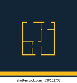House plan simple flat icon.