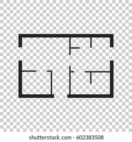 House plan simple flat icon. Vector illustration on isolated background.