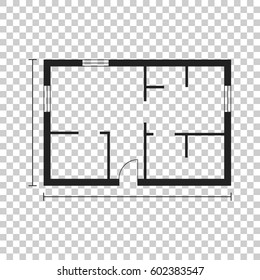 House Plan Simple Flat Icon. Vector Illustration On Isolated Background.