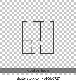 House plan simple flat icon.
