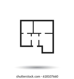 House plan simple flat icon. Vector illustration on white background.