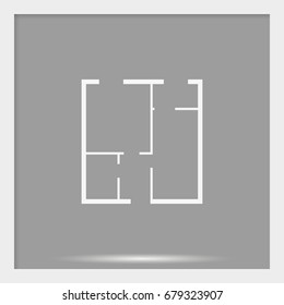House plan simple flat icon.